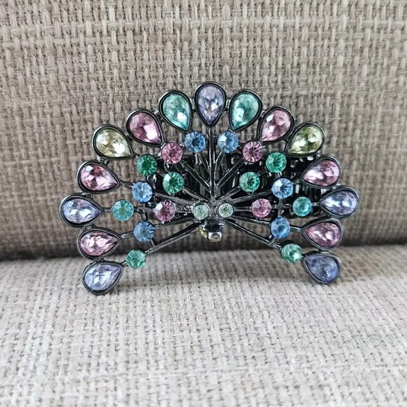 Peacock Ring Multi Color Crystals Fashion Women Jewelry Ring Size Adjustable - Picture 2 of 12
